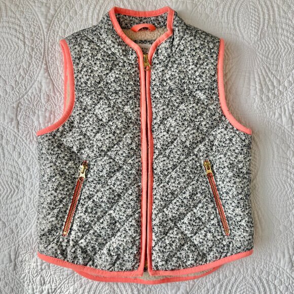 GAP Other - Baby GAP Floral Quilted Vest Girls Size 5 Coral Trim Gold Zip